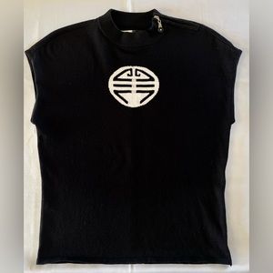 Jamie Sadock Black Silk/Cashmere  Blend  Zip Up Neck Sweater Vest Size Small